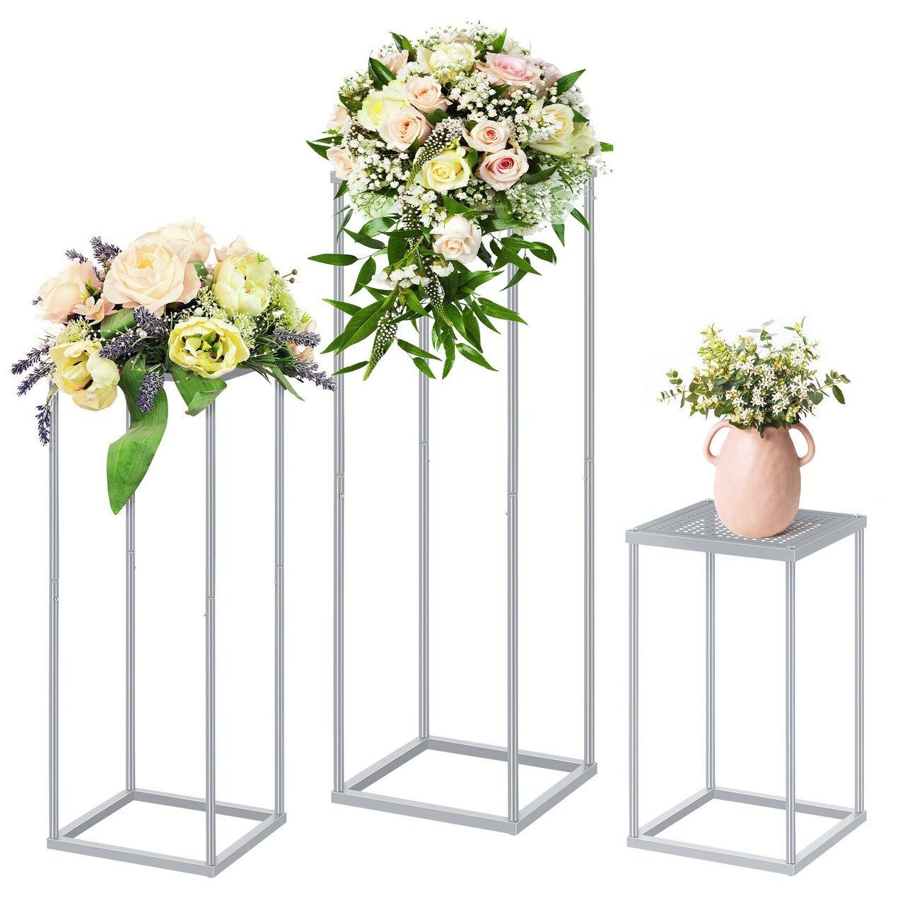 3pcs s + m + l Wedding Centerpieces for Tables with Mesh Plates for Party, Weddings